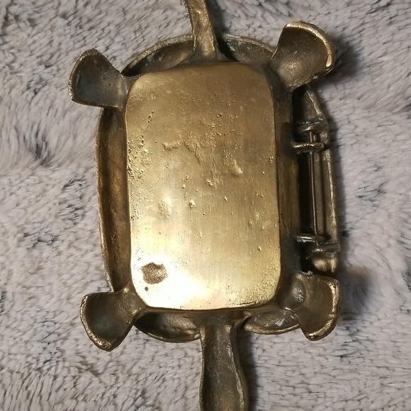 VINTAGE BRASS TURTLE TRINKET BOX, 6 5" x 3", Good Condition - Picture 6 of 7